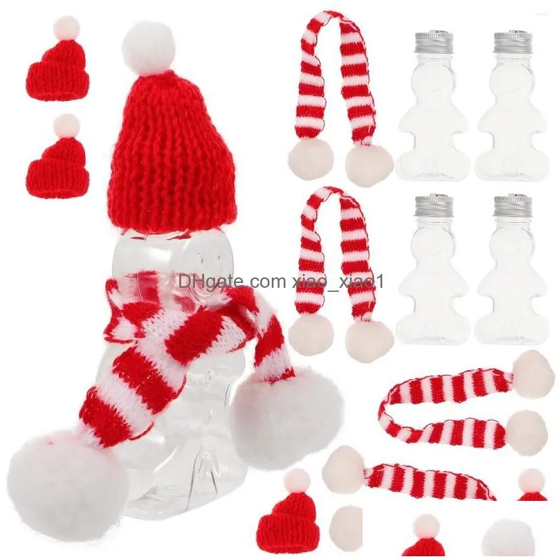 vases 5pcs christmas beverage bottles gingerbread man small juice bottle empty with scarves hats 50ml