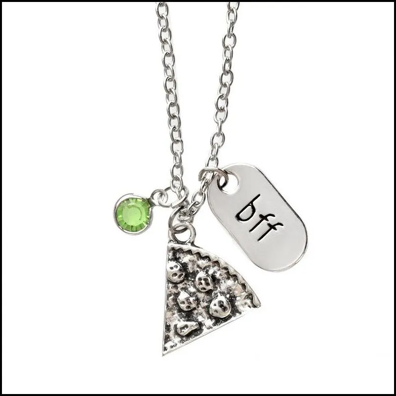 bff pizza pendant necklace friendship necklaces for friend friends forever necklace