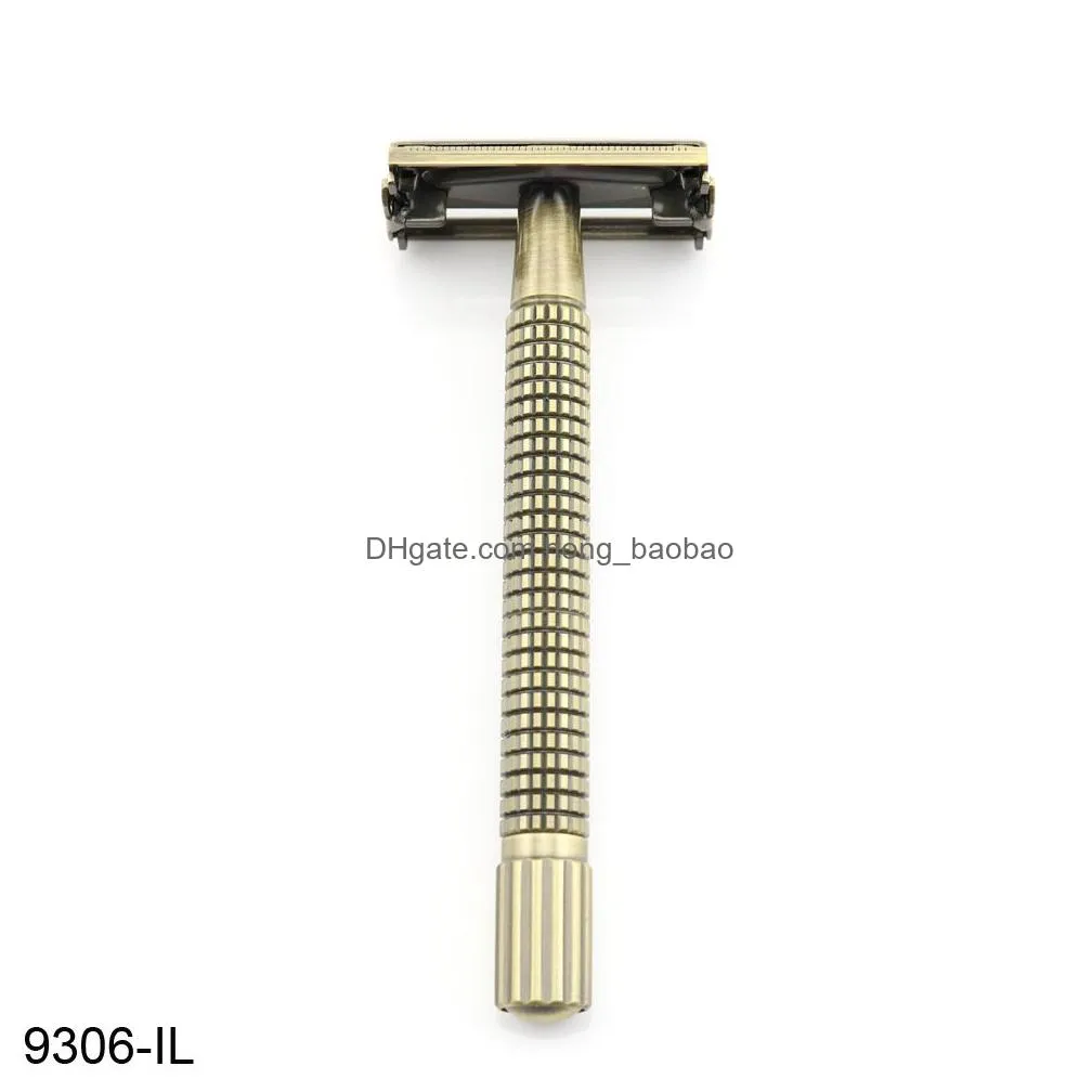 weishi safety razor butterfly long handle high level brass double-edged shaving razor 9306fl 9306cl 9306il silvery gun color bronze