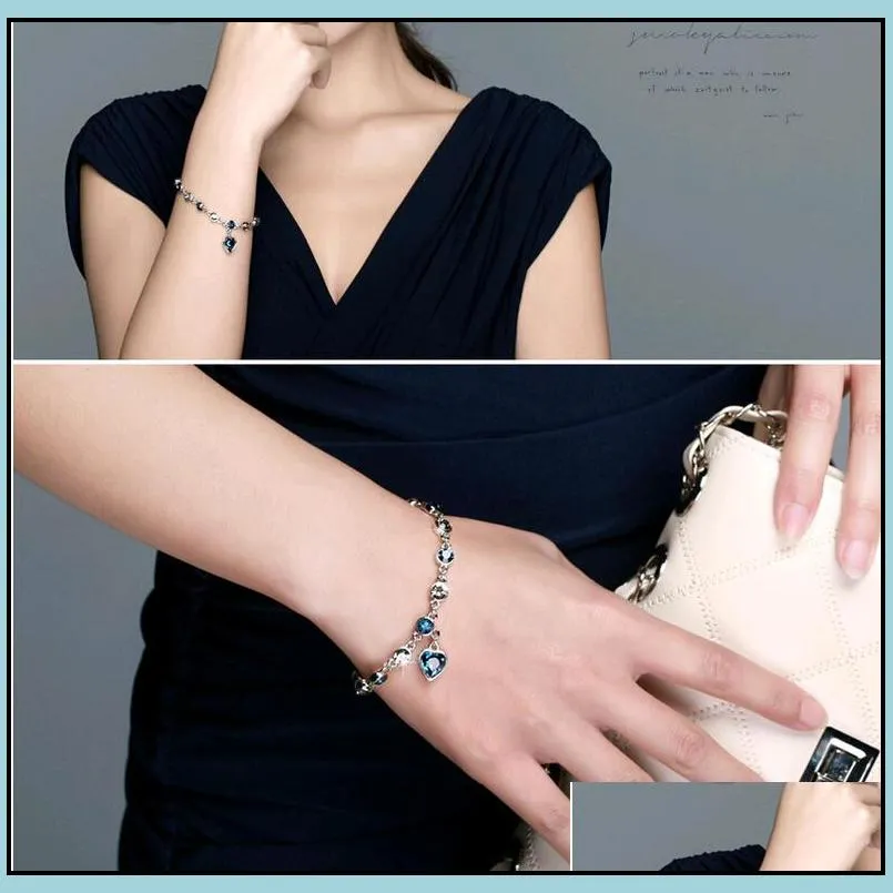 Charm Bracelets Constellation Design Love Heart Charms Bracelet Romantic Crystal Elements Charm Sier Bracelets Jewelry Women Valentine Dhigl