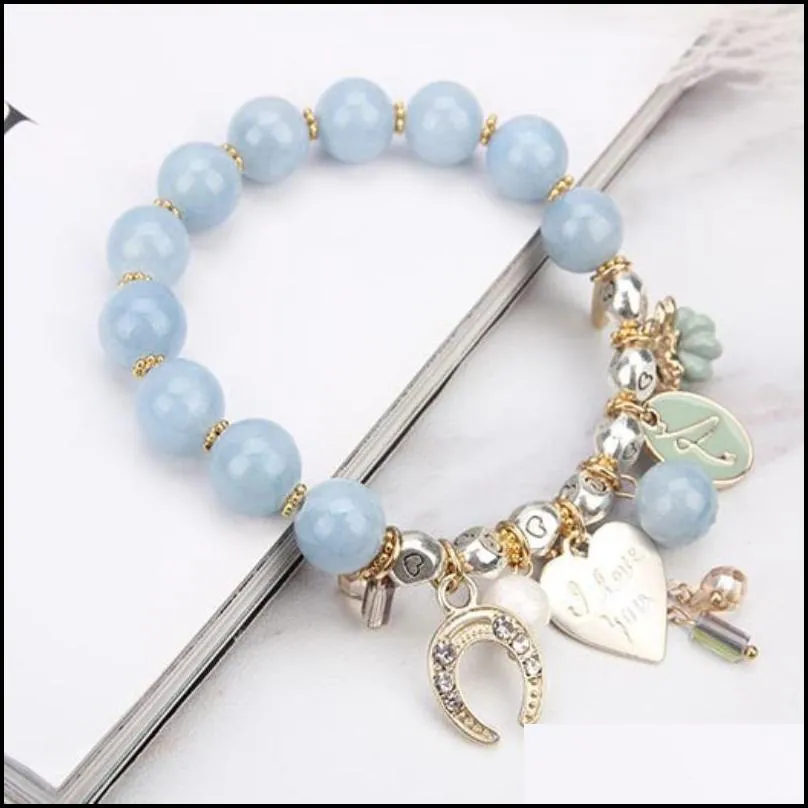 Beaded Luxury Design Womens Holiday Gift Natural Gemstone Strands Metal Charm Bracelet Drop Delivery Jewelry Bracelets Dhbg1