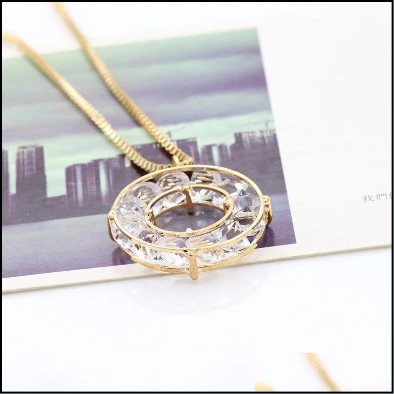 Pendant Necklaces Long Necklaces Simple Design Women Sweater Chain Zircon Necklace Drop Delivery Jewelry Necklaces Pendants Dhwhx