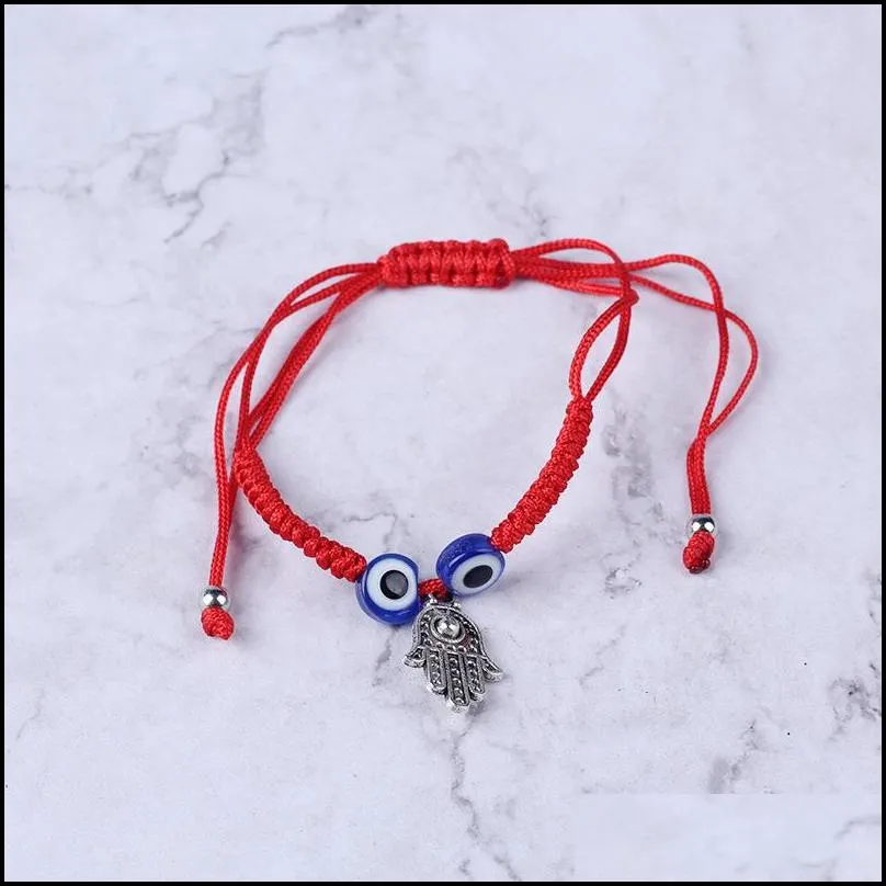 Charm Bracelets Handwoven Bracelet Lucky Kabh Red String Thread Hamsa Bracelets Blue Turkish Evil Eye Charm Jewelry Fatima Friendship Dho7X