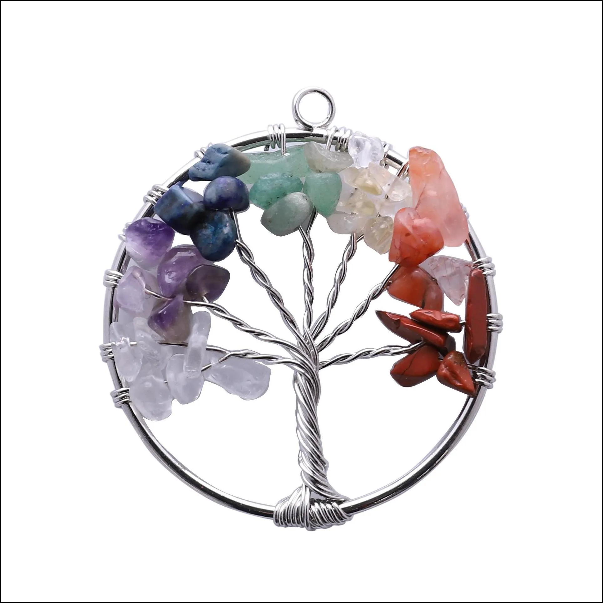 rainbow chakra tree of life quartz necklaces wisdom tree choker necklace