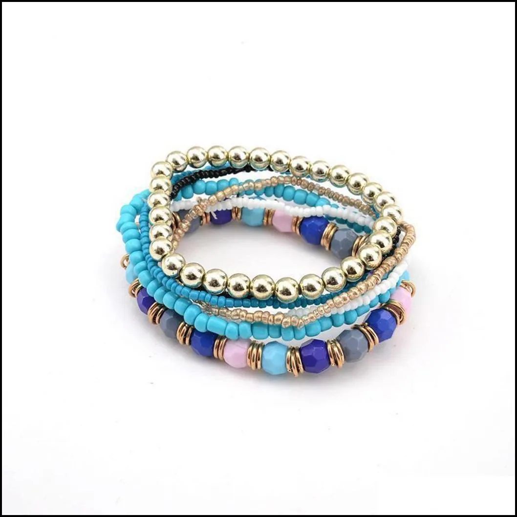 Charm Bracelets New Fashion Women Mti-Layer Beads Stretch Exquisite Bracelet Elegant Bangle Jewelry Drop Delivery Jewelry Bracelets Dhsum