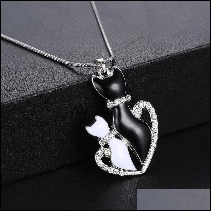 Pendant Necklaces Pendant Necklace Women Fashion Cute Black White Cats Chain Gifts Necklaces Drop Delivery Jewelry Necklaces Pendants Dhs5Q