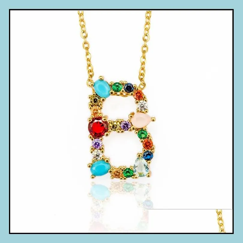 Pendant Necklaces 26 Initial Letter Pendant Necklaces For Women Gold Color Colorf Stones Alphabet A To Z Jewelry Diy Mix Drop Delivery Dhpea