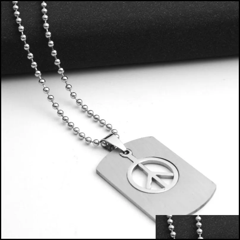 Pendant Necklaces Stainless Steel Necklace Fashion Boys Long Chain Anti-War Peace Sign Symbol Pendants Necklaces Drop Delivery Jewelry Dhhwa