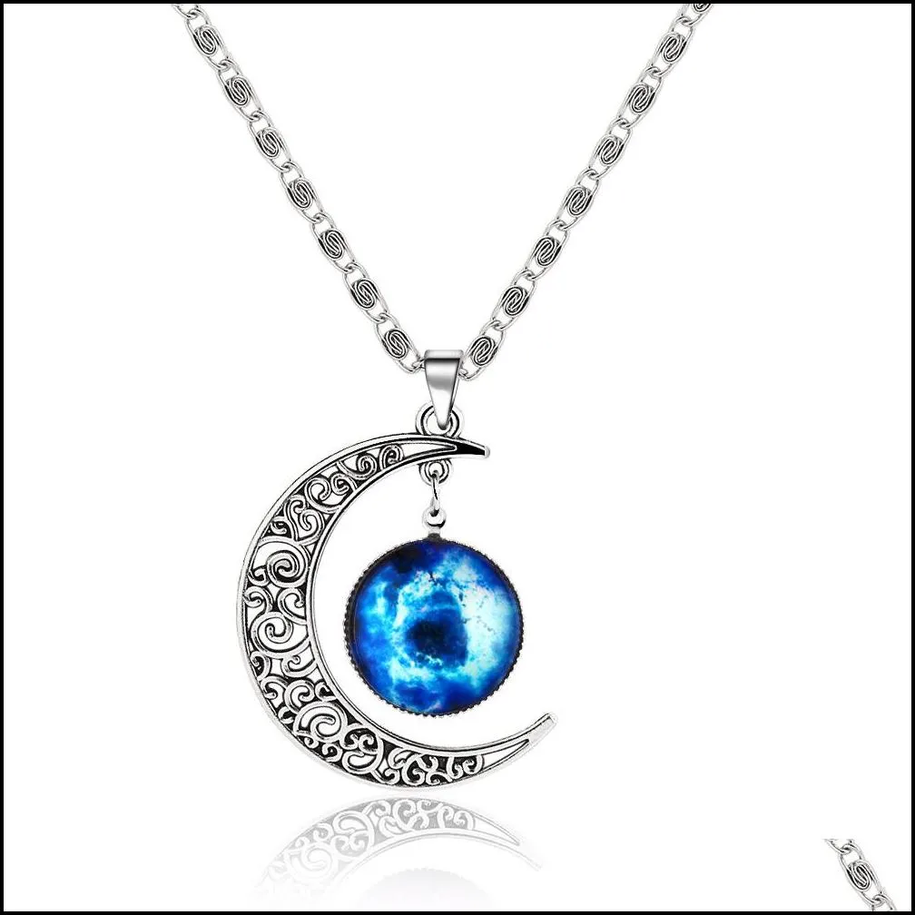 necklaces pendant elements fashion korean jewelry vintage starry moon outer space universe gemstone pendant necklaces
