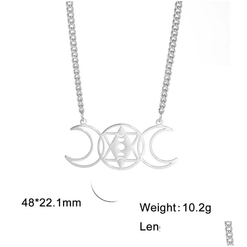 Pendant Necklaces Pendant Necklaces Myshape Goddess Symbol For Men Women Moon R Eclipse Star Of David Stainless Steel Necklace Vintage Dhgki