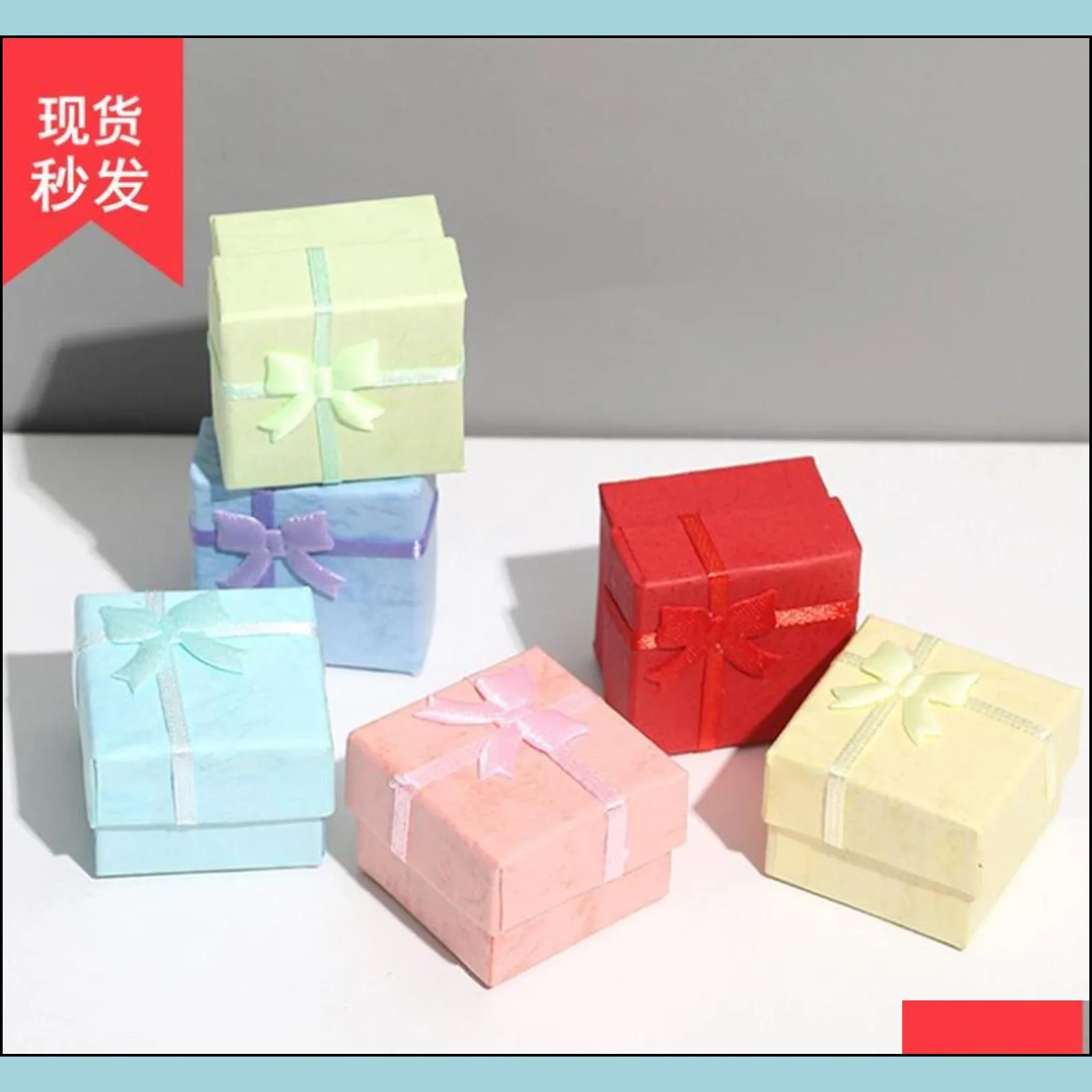 Jewelry Boxes Boxes Packaging Display Jewelrywholesale 50 Pcs /Lot Square Ring Earring Necklace Jewelry Box Gift Present Case Holder S Dhqng