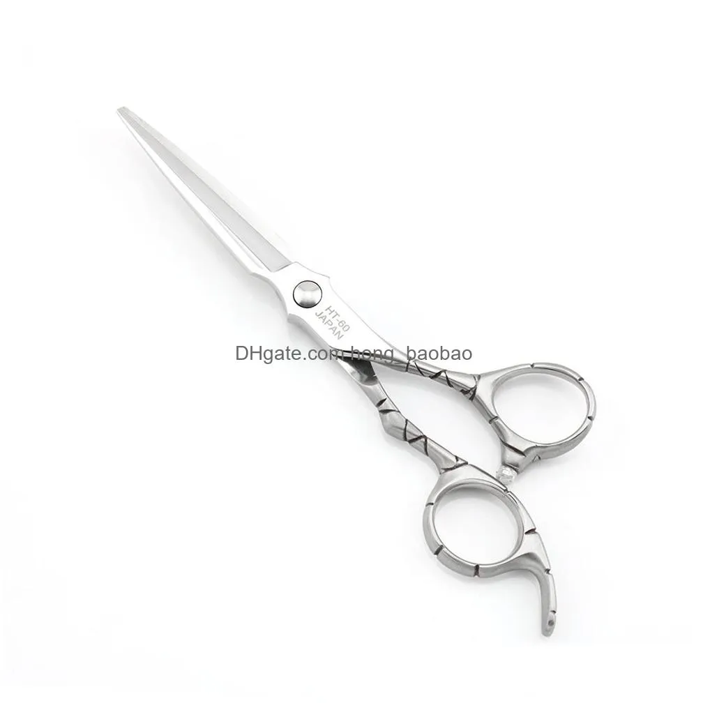 professional hair scissors 6 inch lyrebird high class barber scissors curved line handle engraved flower screw matte silvery handle