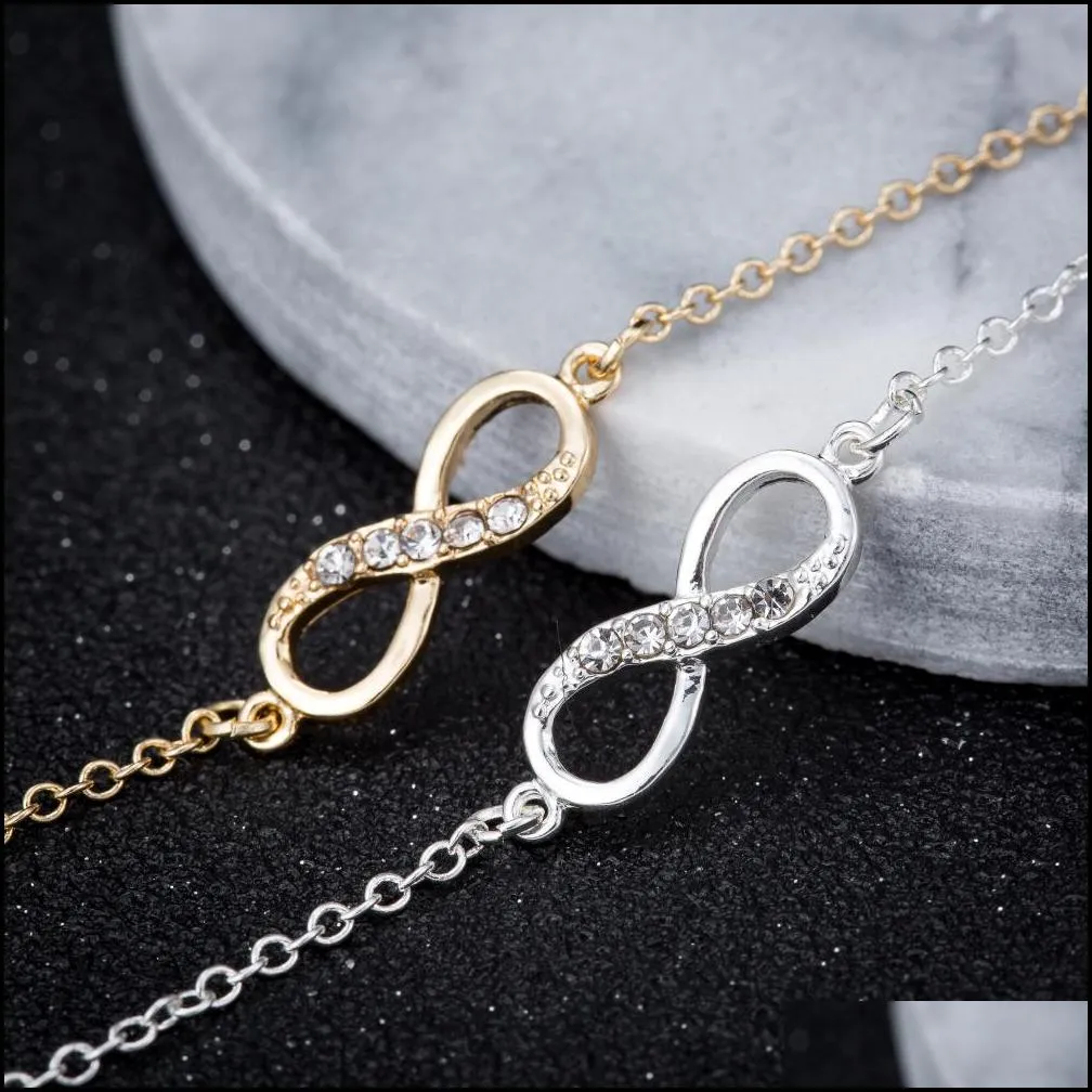 Charm Bracelets Infinity Bracelet For Women With Crystal Stones Number 8 Chain Bracelets Drop Delivery Jewelry Bracelets Dh43A