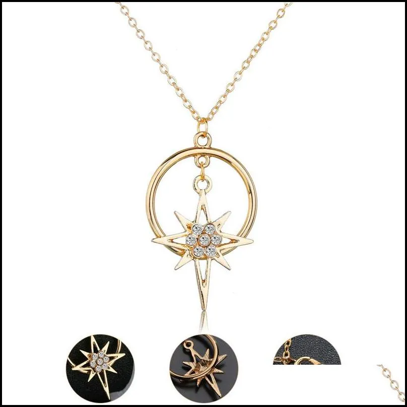 Pendant Necklaces Round Pendants Neckalces For Women Double Circle Necklaces Jewelry Gift Geometric Choker Different Styles Necklace D Dhoe7