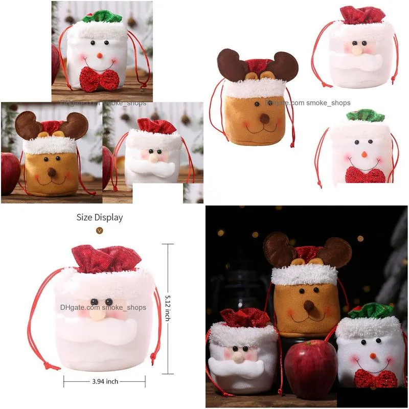 christmas kids decor elk bag santa claus snowman vintage xmas gift bags candy storage decorations ccjtt