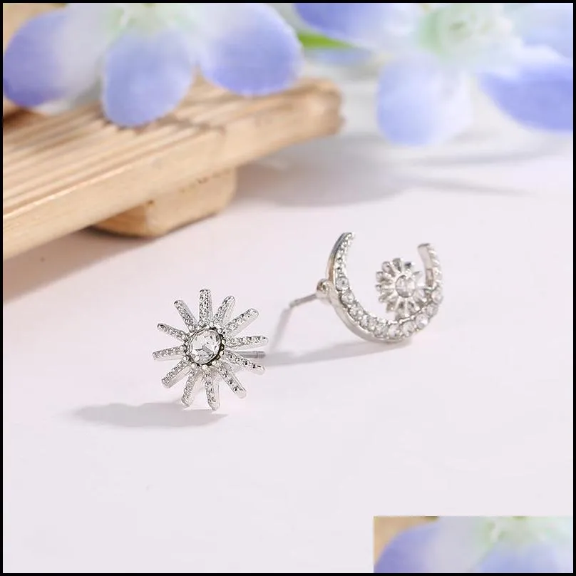 asymmetric earrings bijoux moon star earring christmas gifts rhinestone stud earrings