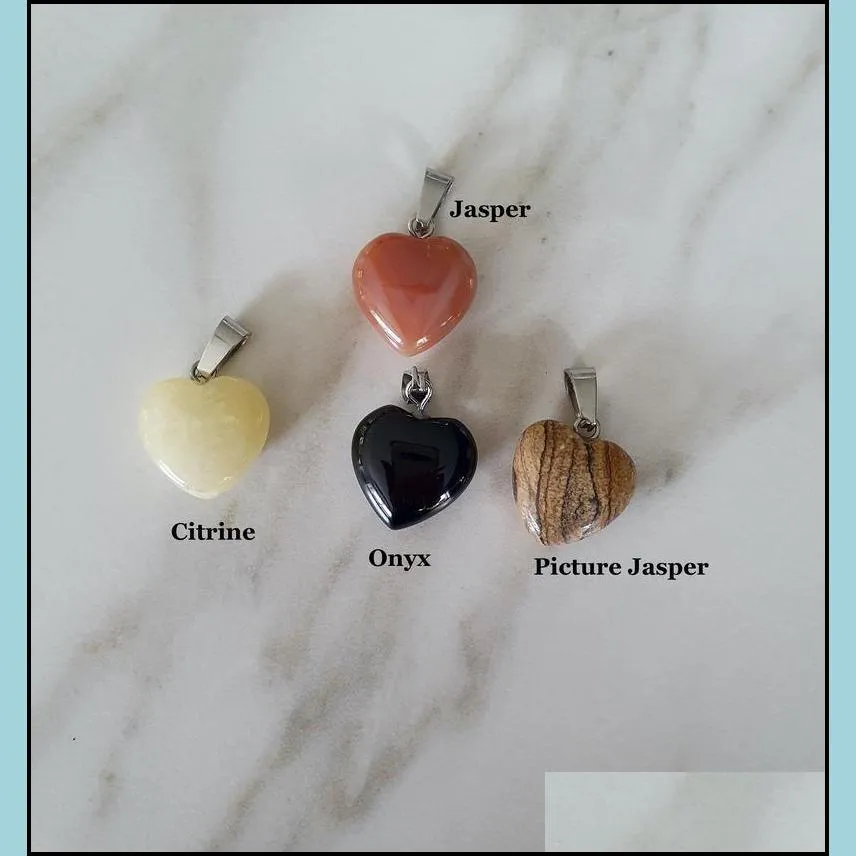 Pendant Necklaces Natural Stone Heart Shaped Pendants Sodalite Apatite Clear Rose Quartz Onyx Jasper Jewelry Accessory Charms For Neck Dhiri