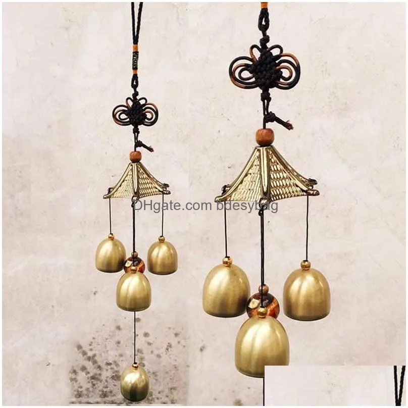 Decorative Objects & Figurines Decorative Objects Figurines Retro Wind Chimes Copper Bell Hanging Pendants Garden Decorations Outdoor Dhwmd