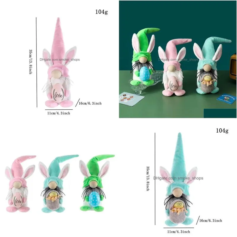 party favor festive easter rabbit gnome ornament bunny gonk plush faceless doll toys spring decoration for desktop kids gifts