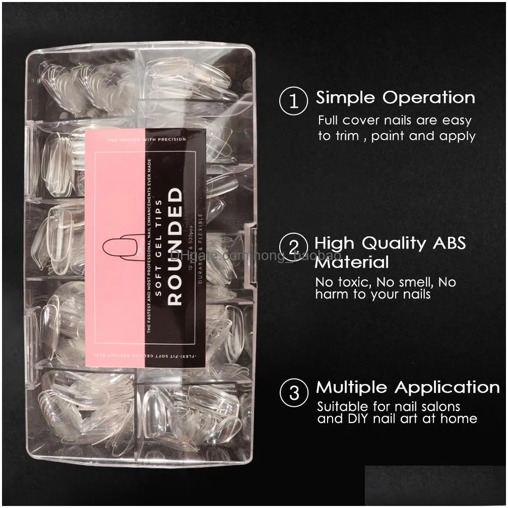 nail practice display 500pcs box professional transparent seamless tips with press on s set full cover sticker fake s art tools 230211