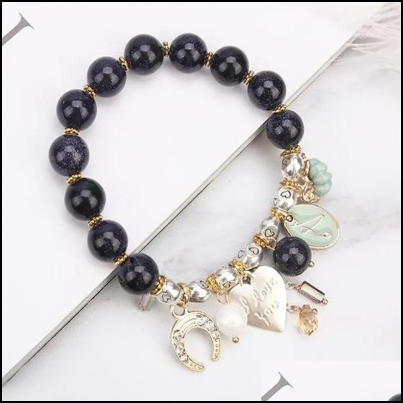 Beaded Luxury Design Womens Holiday Gift Natural Gemstone Strands Metal Charm Bracelet Drop Delivery Jewelry Bracelets Dhbg1