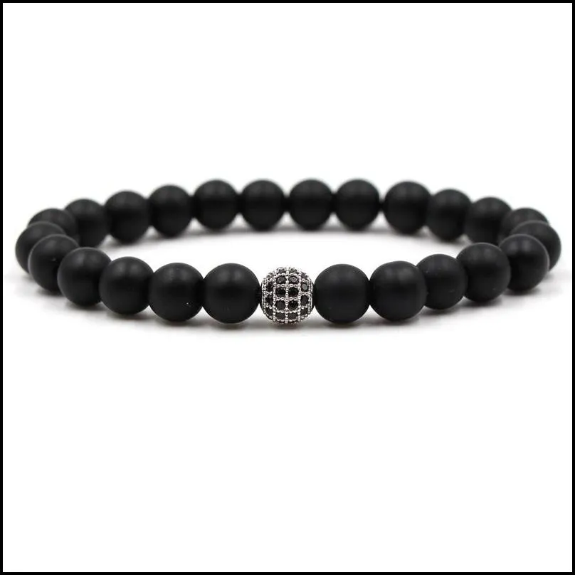 natural stone bracelet men micro pave bracelet for women men jewelry black stone bead bracelet