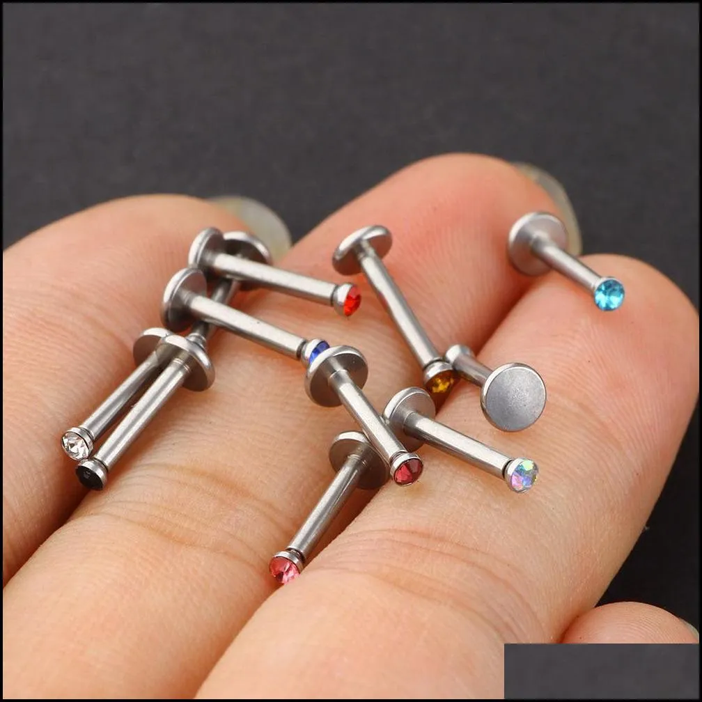 Other Jewelry Sets Junlowpy Stainless Steel Internally Thread Crystal Labret Rings Mix 6/8/10Mm Wholesale Body Jewelry Piercing Y Lip Dhx1F