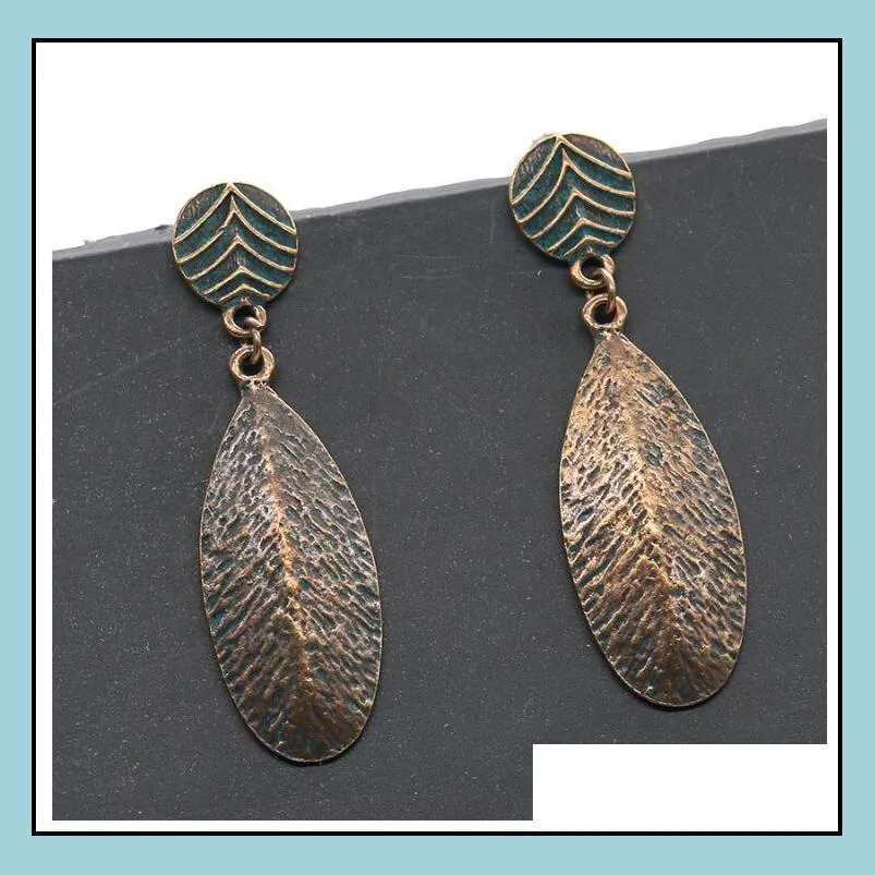 Dangle & Chandelier Nepal Exotic Earrings Fashion Trends Retro Feather Shaped Dangle Chandelier For Women Ladies Big Earings Alloy Jew Dhuk9