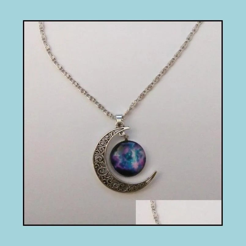 necklaces pendant elements fashion korean jewelry vintage starry moon outer space universe gemstone pendant necklaces