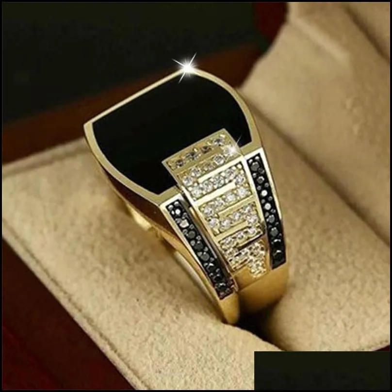 silvery black square rings for women crystal unisex couple ring men punk simple vintage wedding ring men ladies golden rings