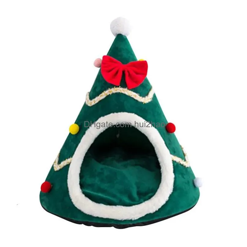 kennels pens christmas cats kennel dogs bed cave nest house cat warm winter dismountable washable cute small pets teddy pet 231127