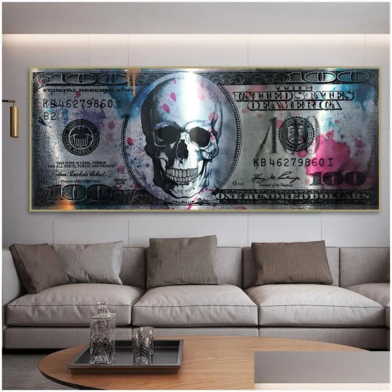 Paintings Skl Dollar Money Art Canvas Posters And Prints 100 Dollars Wall Pictures Modern Creative Painting For Living Room Drop Deliv Dhmsg