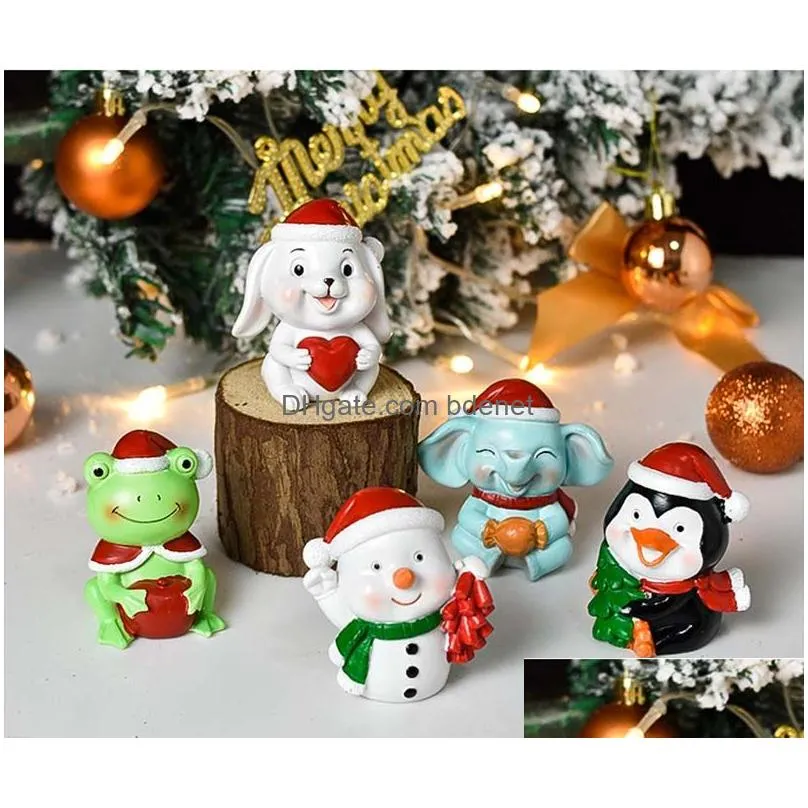Christmas Decorations Creative Resin Christmas Decorations Ornaments Home Childrens Room Desktop Small Santa Claus Gift Drop Delivery Dhbx9