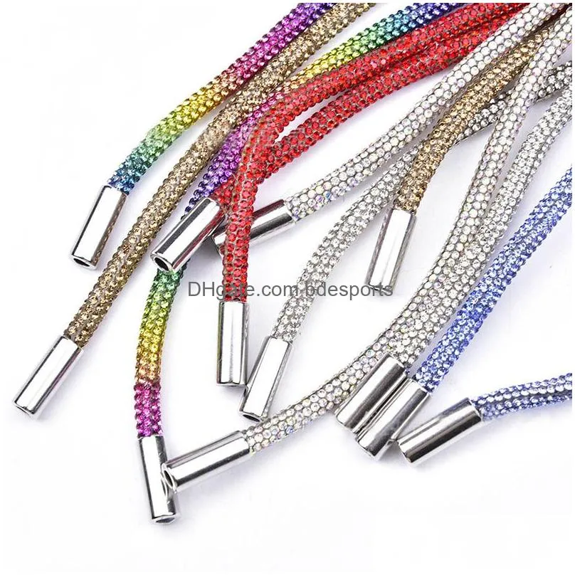 Other Arts And Crafts 2021 Fl Rhinestone Crafts Diy Dstring Trousers Rope Cap Ropes Rainbow Shoelace Bling Belt Bowknot Lazy Elastic S Dhktg