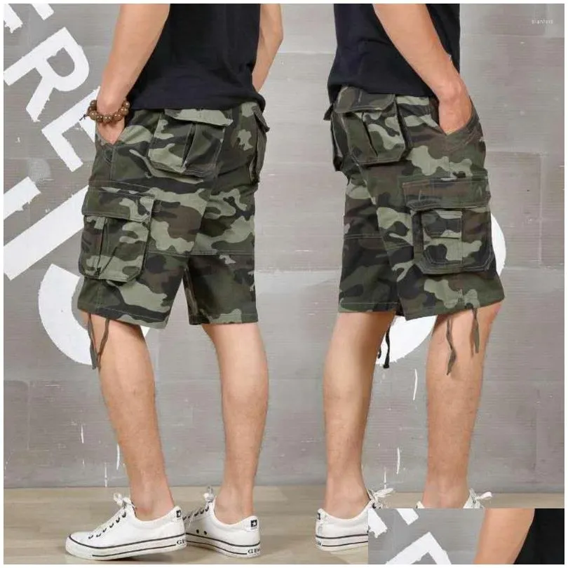 mens pants 2023 summer mens baggy multi pocket military shorts hombre cargo loose breeches male long camouflage bermuda capris