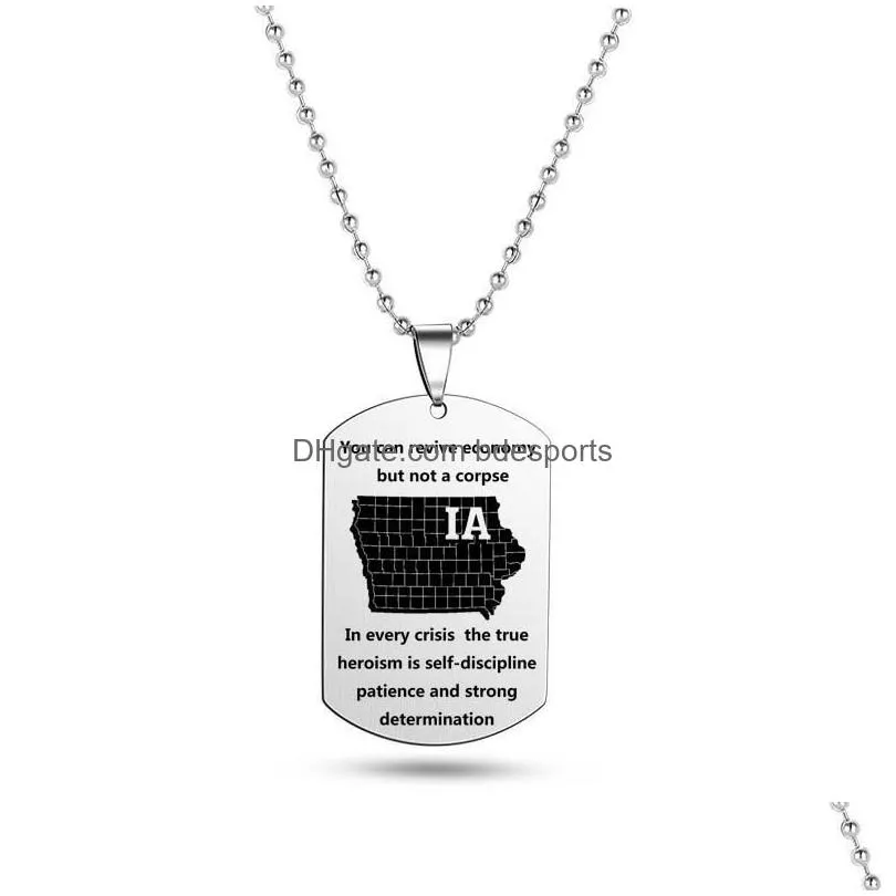 Arts And Crafts Us 50 States Map Necklace Crafts Trump Supporter Stainless Steel Tag Drop Delivery Home Garden Arts, Crafts Gifts Dhd4W