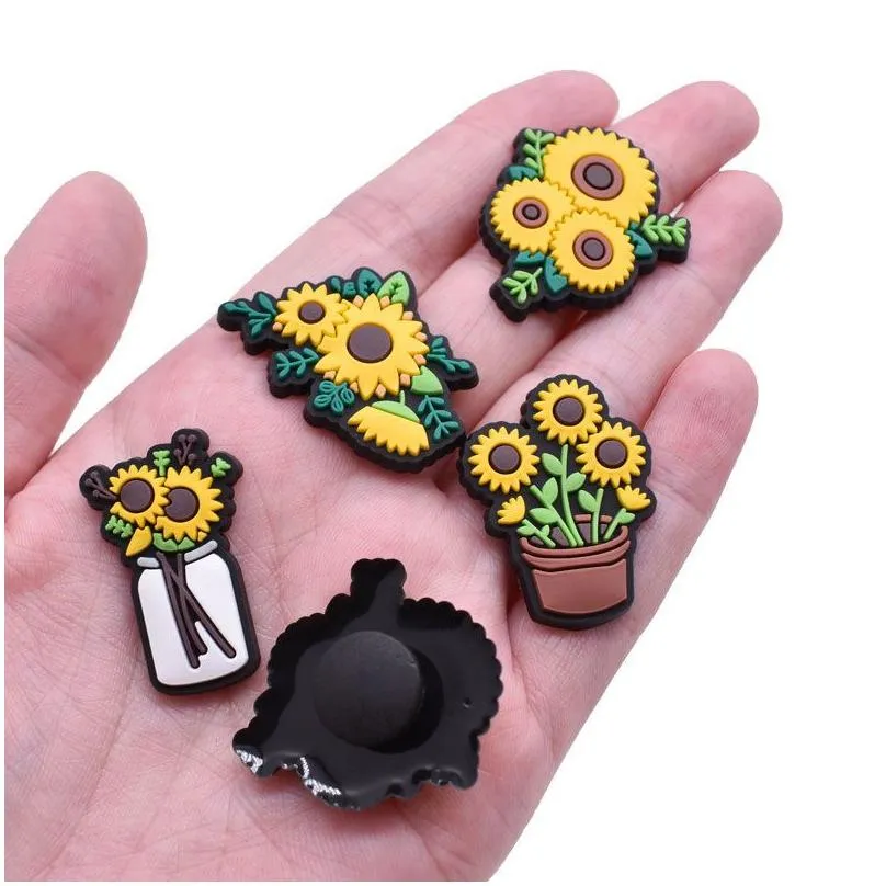 Shoe Parts & Accessories Sunflower Summer Shoe Charms Decoration Accessories Fit For Bracelet Wristband Boys Girls Kids Adts Drop Deli Dhn0B