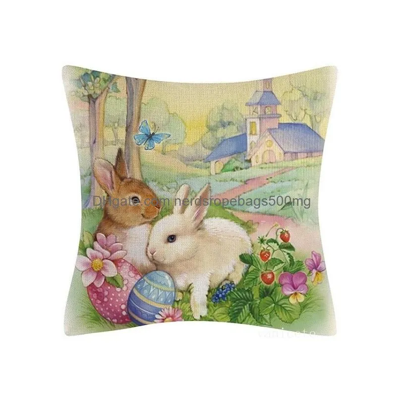 Cushion/Decorative Pillow Stock Easter Pillow Case Bunny Colored Egg Er Household Products Decorative Xu Drop Delivery Home Garden Hom Dhtw5