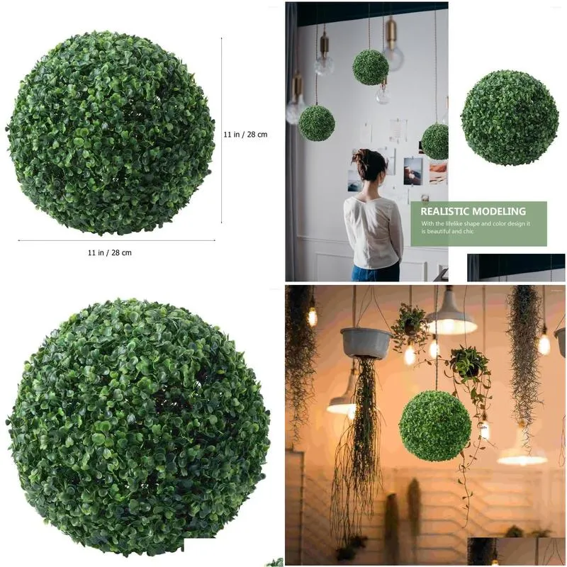 Decorative Flowers & Wreaths Decorative Flowers Topiary Artificial Boxwood Hanging Faux Outdoor Ornament Simated Fake Decor Greenery C Dhi8A
