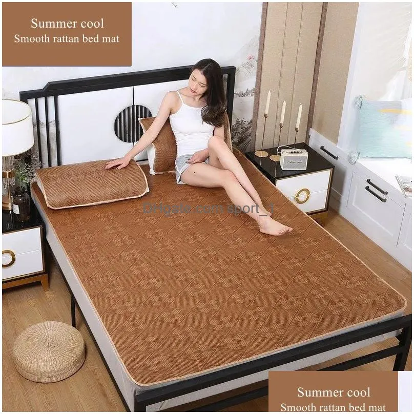 mattress pad yaapeet summer bamboo rattan mattress adult crib cool sleeping mat kit 180cm single double bed folding sheet bed protection pad