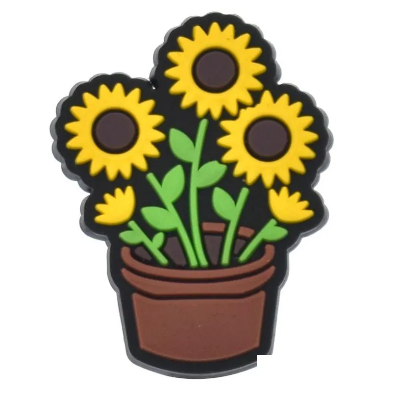 Shoe Parts & Accessories Sunflower Summer Shoe Charms Decoration Accessories Fit For Bracelet Wristband Boys Girls Kids Adts Drop Deli Dhn0B