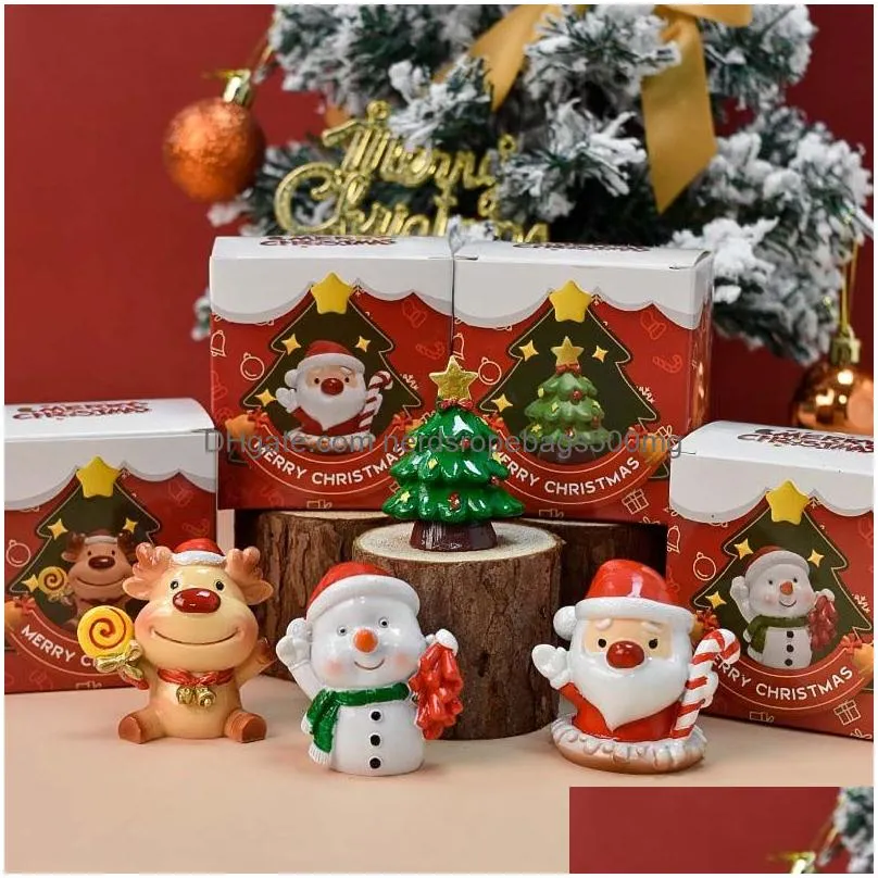 Christmas Decorations Creative Resin Christmas Decorations Ornaments Home Childrens Room Desktop Small Santa Claus Gift Drop Delivery Dhsn2