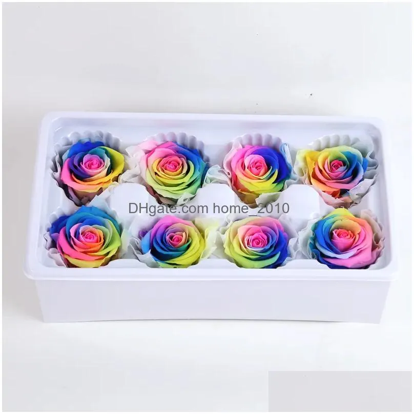 grade a preserved rainbow rose head eternelle roses for wedding party home decoration accessories diy flowers gift box favor y1128