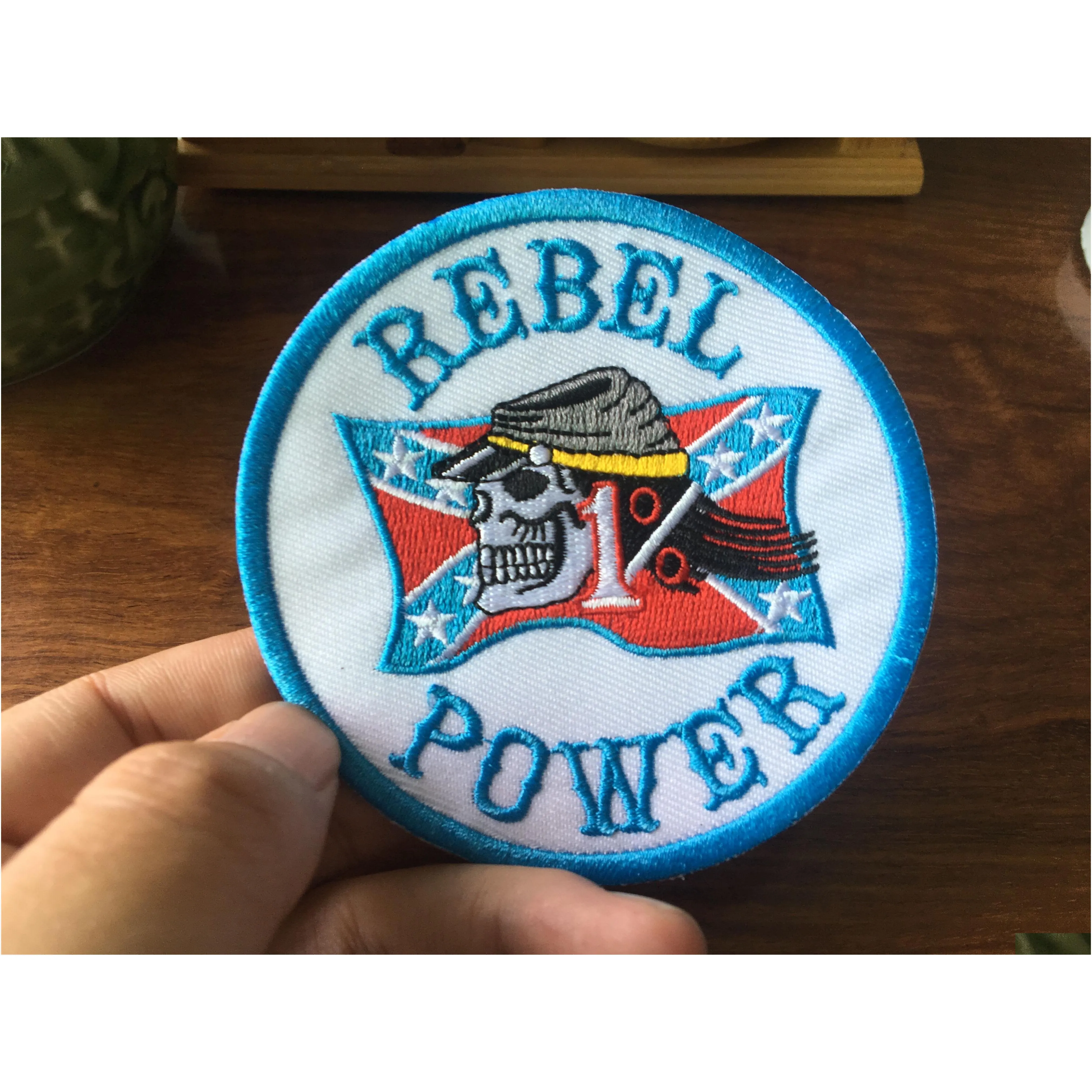  rebel power mc biker embroidered iron on sew on motorcyble club badge mc biker vest emblem 