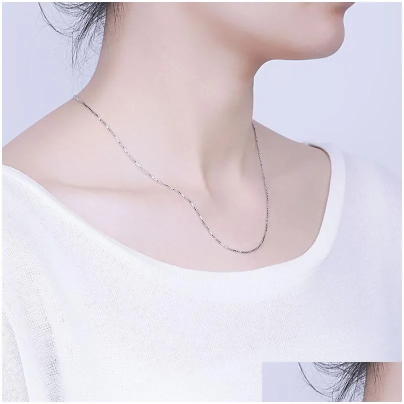 Chains S925 Sterling Sier Long Box Chain Necklace For Women Gold Rose Color Diy Jewelry Handmade Accessories 50 55 60Cm Drop Delivery Dhz2L