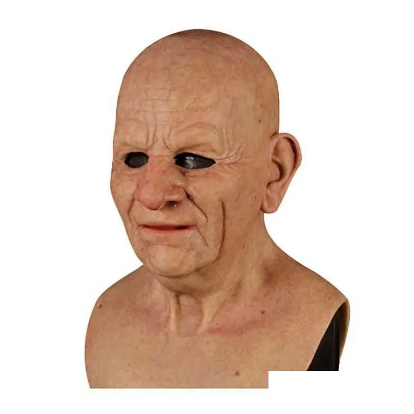 Party Masks Halloween Realistic Old Man Mask Funny Cosplay Prop Masks Supersoft Another Me Adt Face Er Py Party Decoration Drop Delive Dhytw