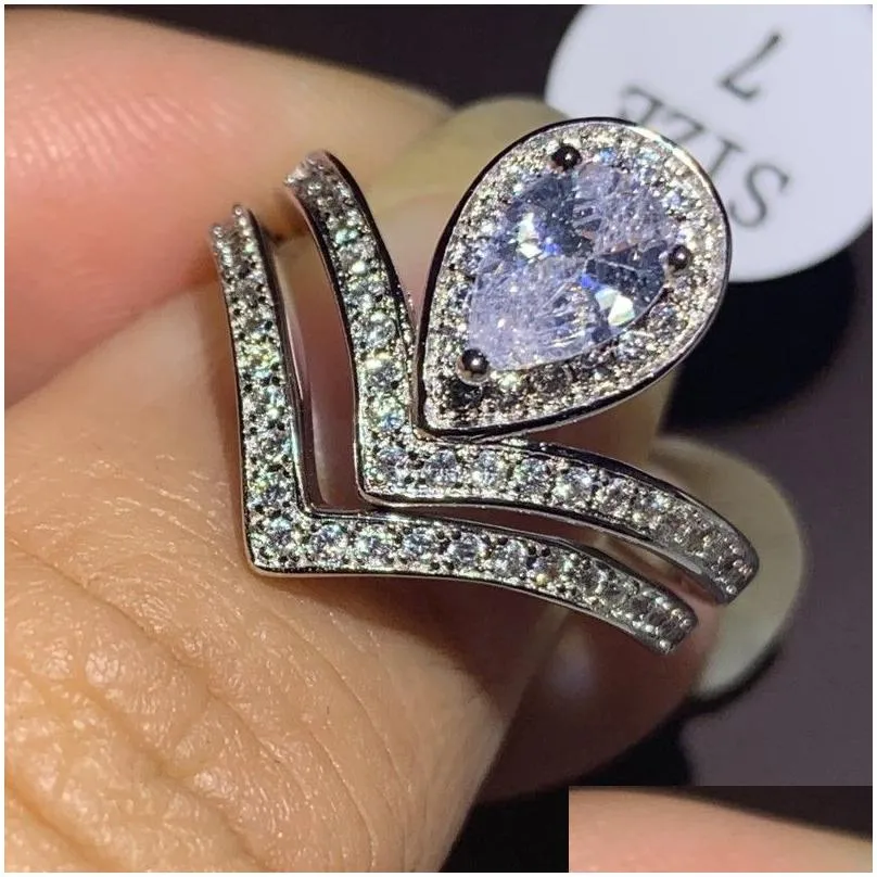 choucong unique luxury jewelry real 925 sterling silver multi style ring white topaz cz diamond gemstones women wedding band ring for