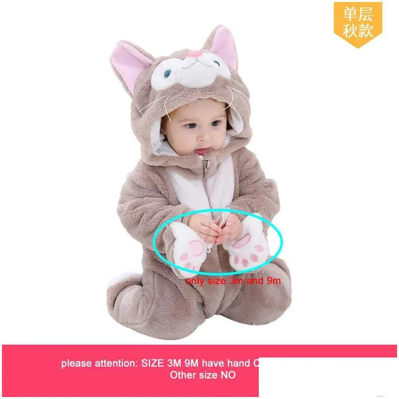 Baby Boy Girl Clothes Romper Onesie Newborn Cartoon Bear Costume Funny Rompers Flannel Warm Winter Infant Clothing 210911