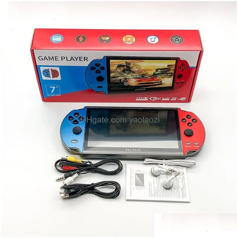 video game consoles player x12 plus 7 inch screen portable handheld games console psp retro dual rocker joystick vs x19 x7plus