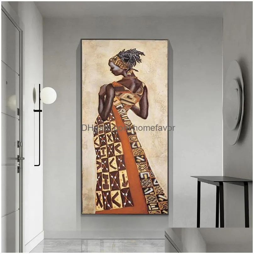 abstract african black woman canvas oil painting print poster character wall art picture for living room home cuadros decoration214a